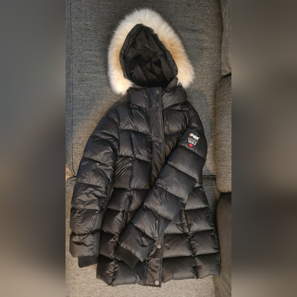 Pajar Black Puffer Jacket with Faux Fur Hood